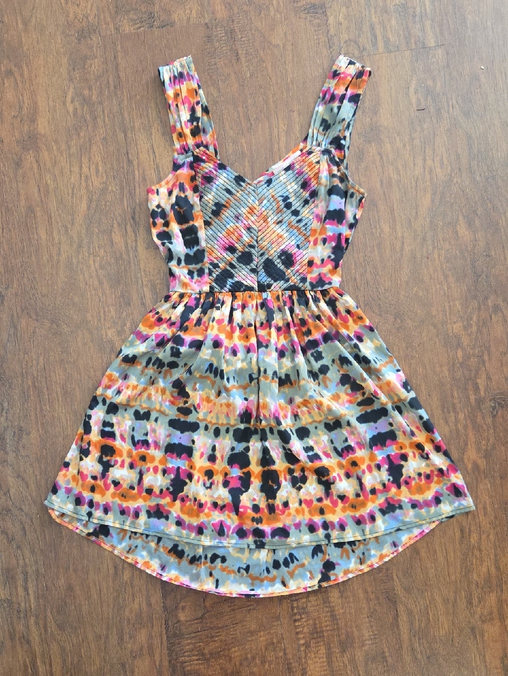 Band of Gypsies Pink Orange Black Multicolor Print Dress